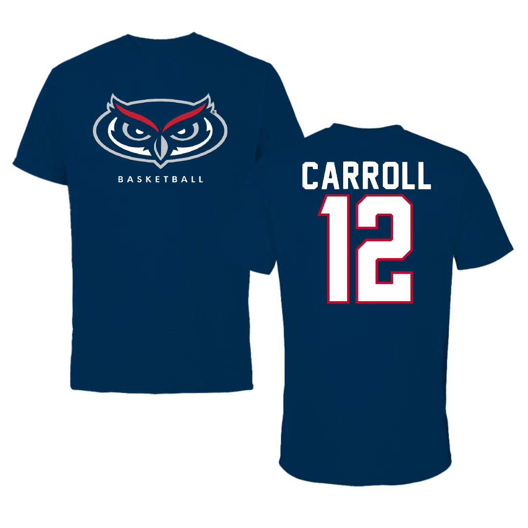 Florida Atlantic University Basketball Navy Mascot Performance Tee - #12 Tre Carroll