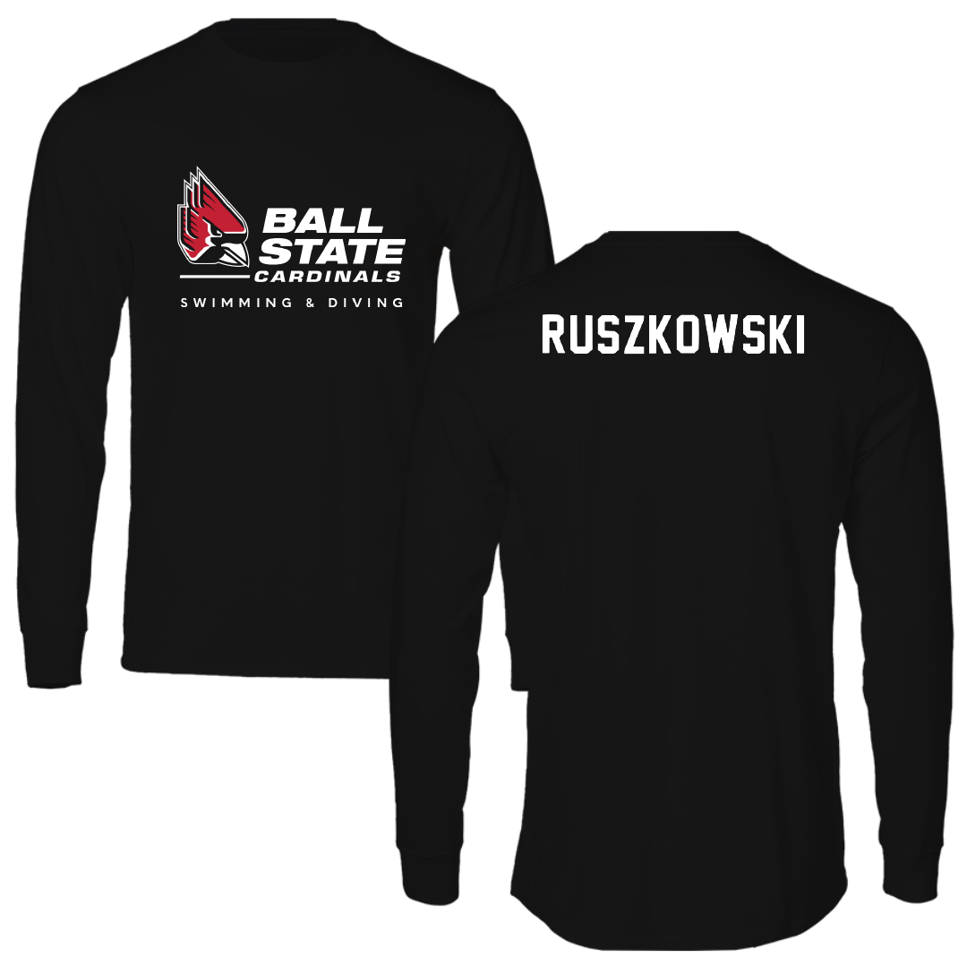 Ball State University Swimming & Diving Black Performance Long Sleeve - Ike Ruszkowski
