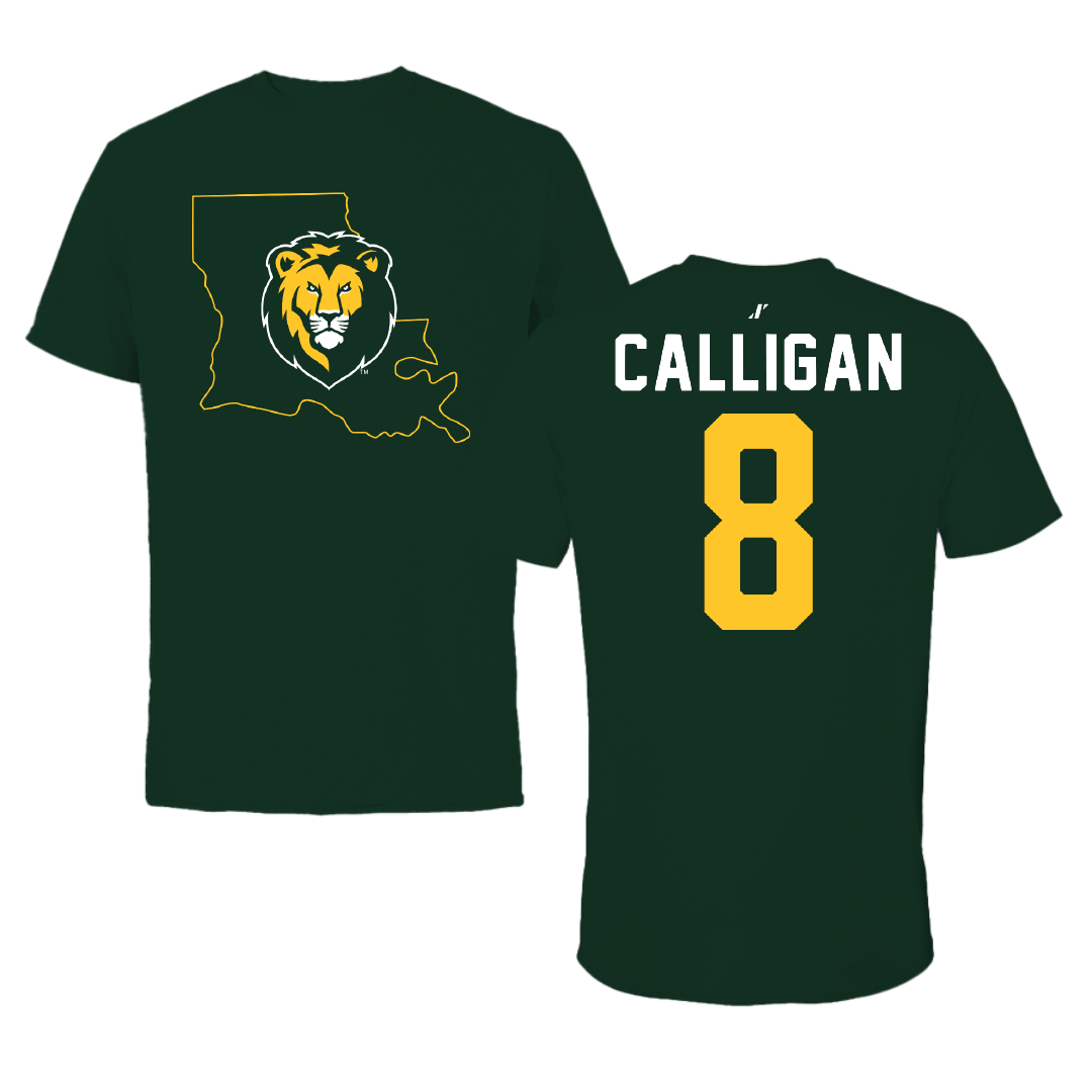 Southeastern Louisiana University Football Forest Green State Tee - #8 Keydrain Calligan