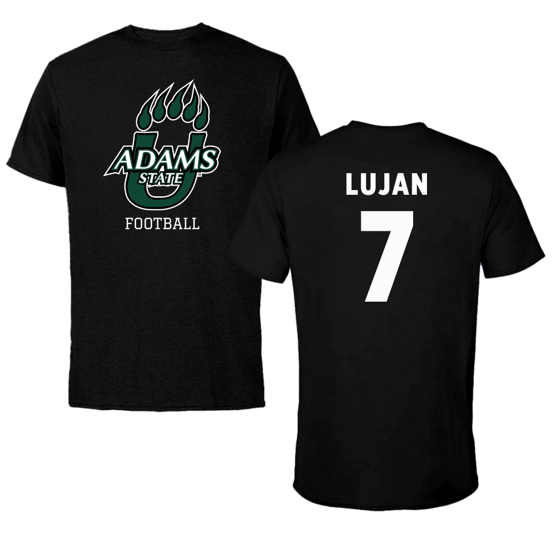 Adams State University Football Black State Tee - #7 Tommy Lujan