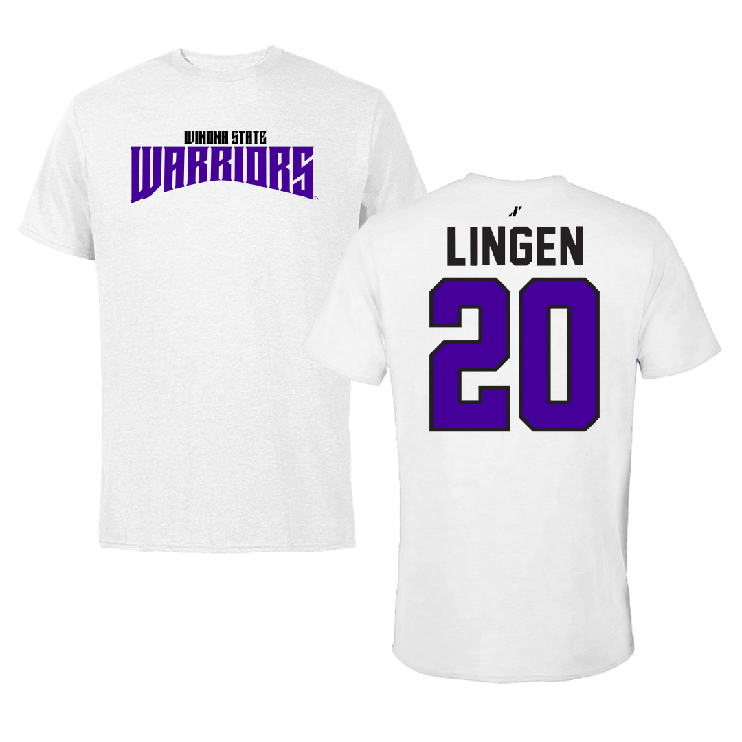 Winona State University Baseball White Classic Performance Tee - #20 Drew Lingen