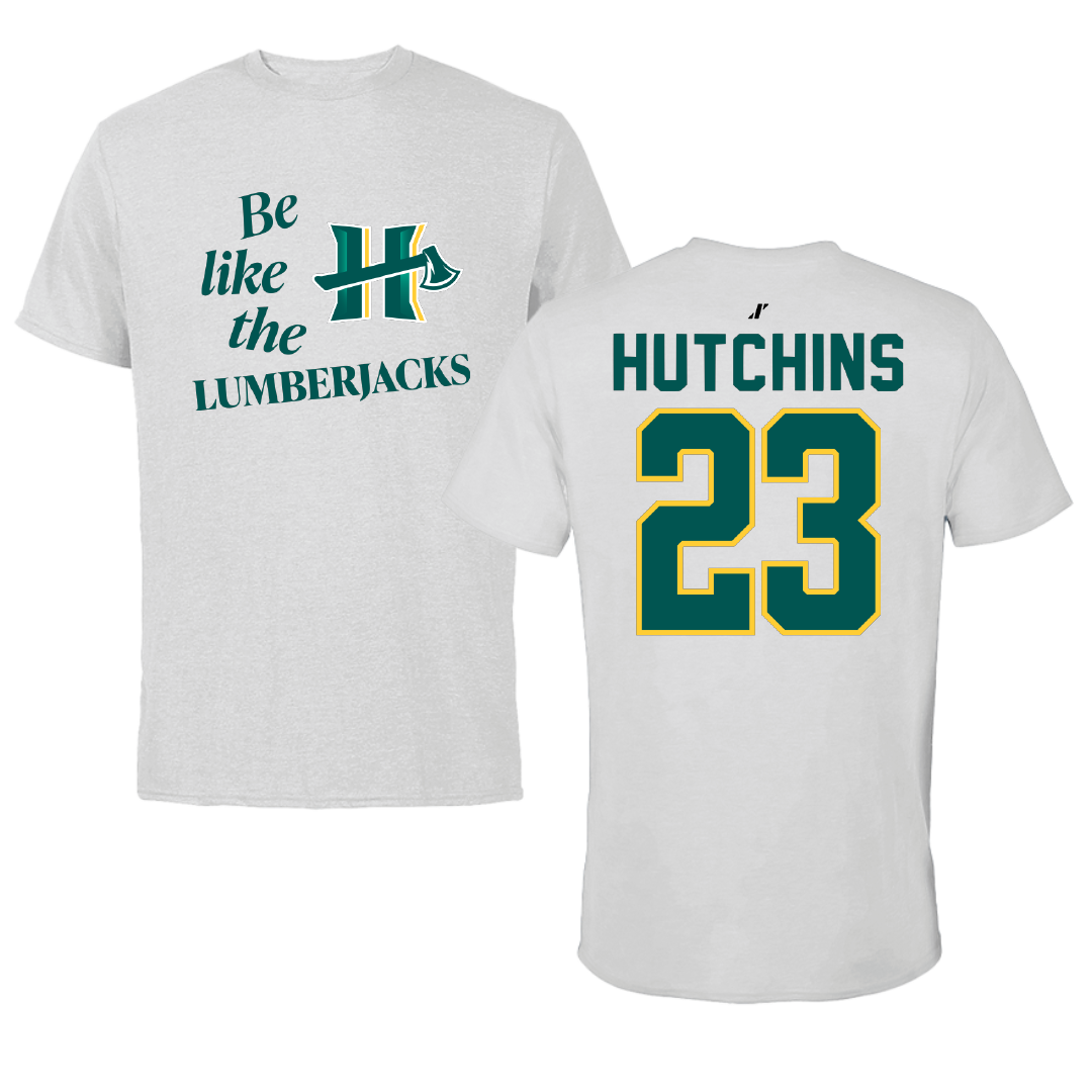 Cal Poly Humboldt Basketball Light Gray Be Like Us Tee - #23 Jaeden Hutchins