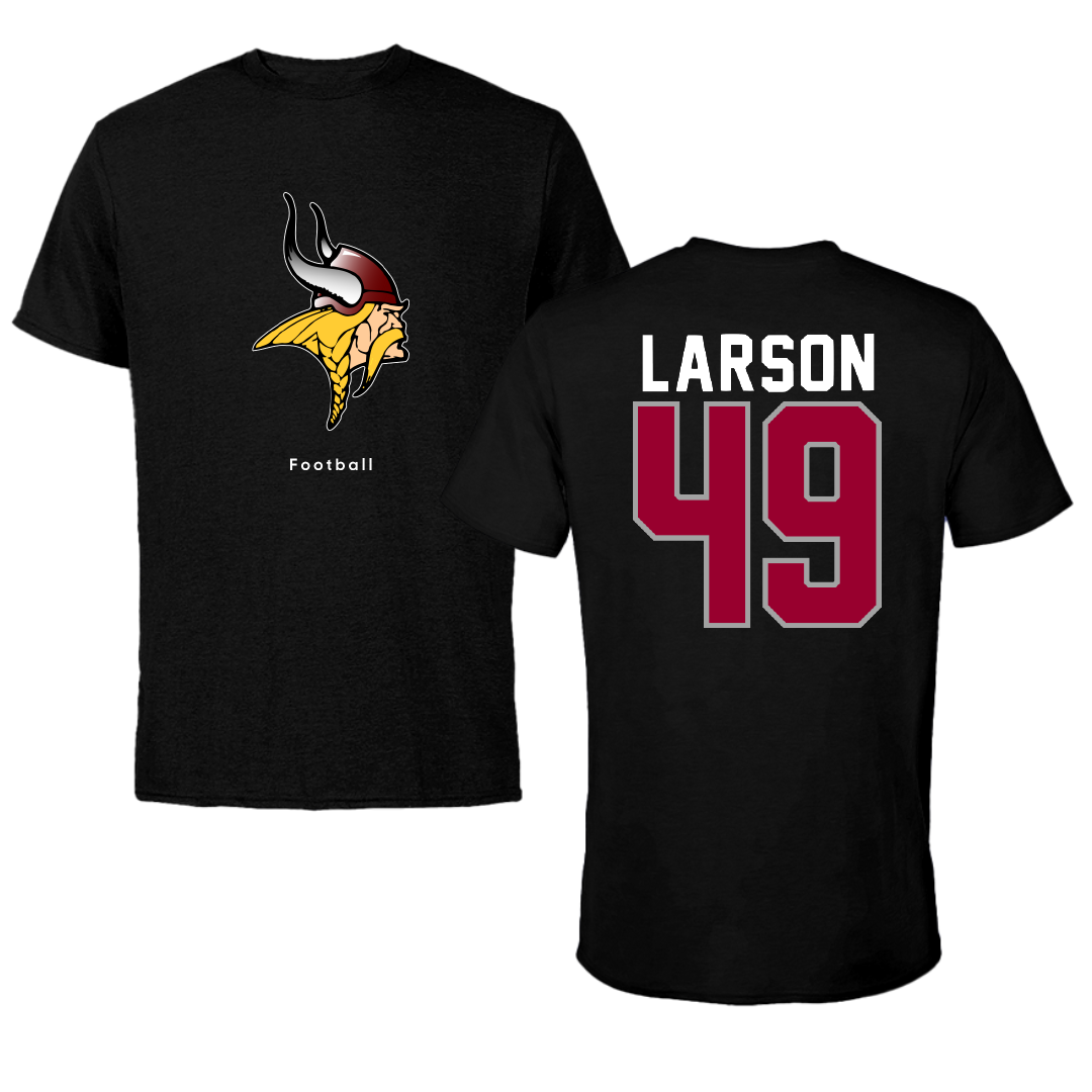 Valley City State University Football Black Tee - #49 Tarren Larson