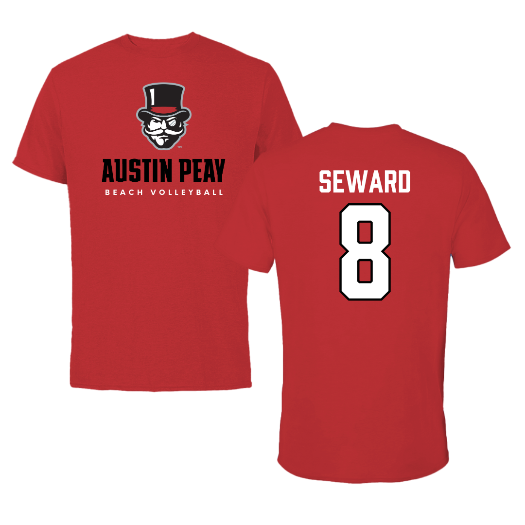 Austin Peay State University Beach Volleyball Red Mascot Performance Tee - #8 Jamie Seward