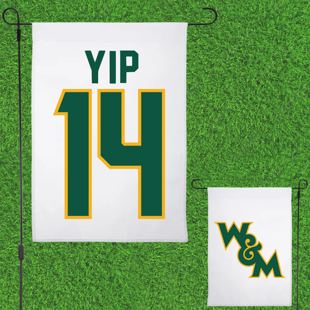 William & Mary Football White Garden Flag - #14 Ethan Yip