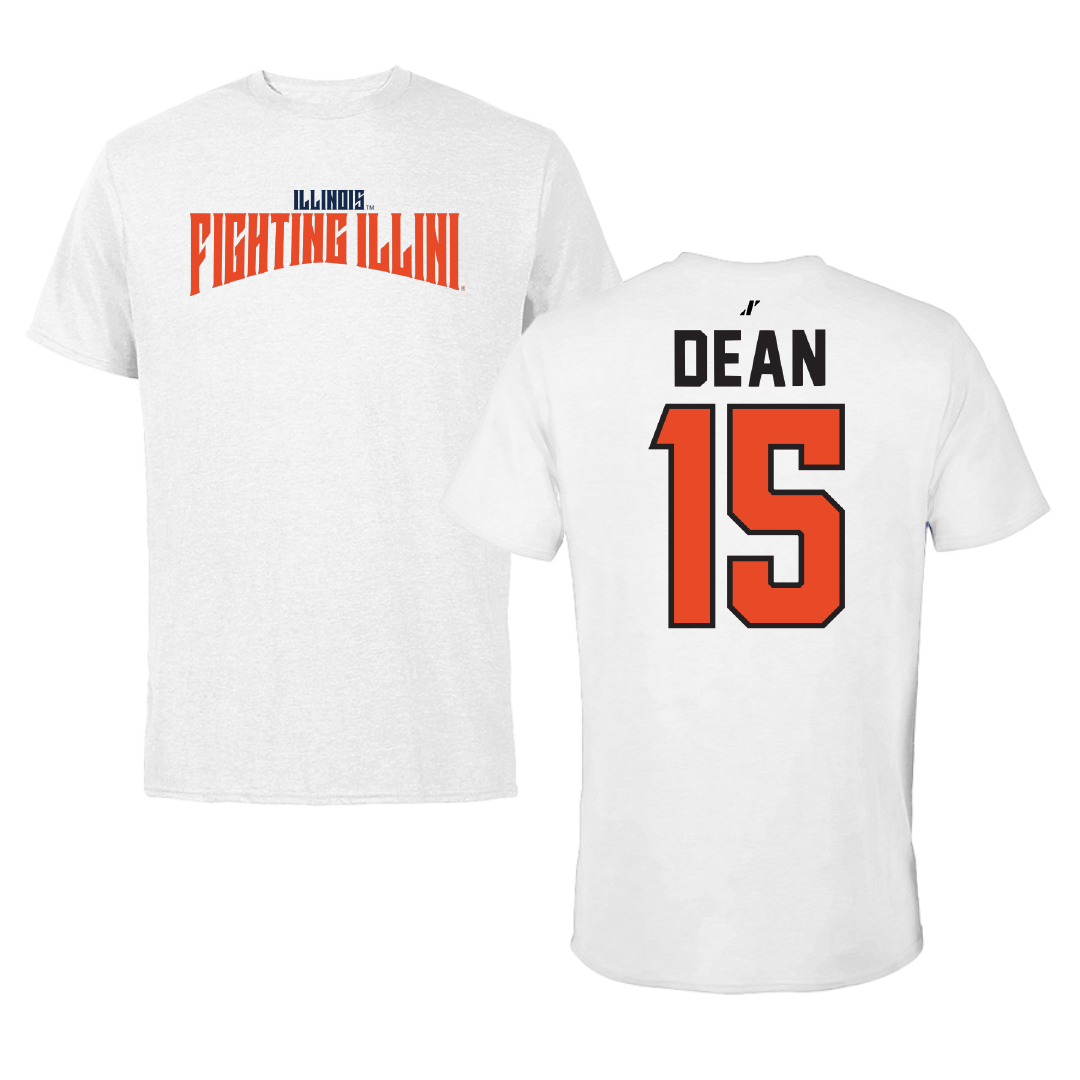 University of Illinois Volleyball White Classic Performance Tee - #15 Gabby Dean