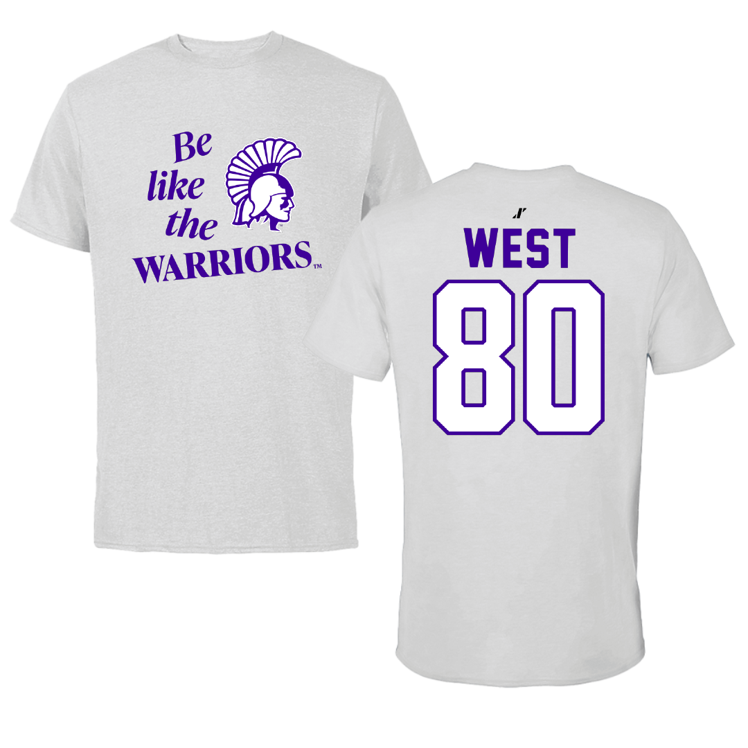 Winona State University Football Light Gray Be Like Us Tee - #80 Jaylen West