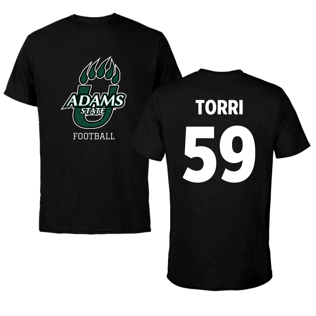 Adams State University Football Black State Tee - #59 Owen Torri