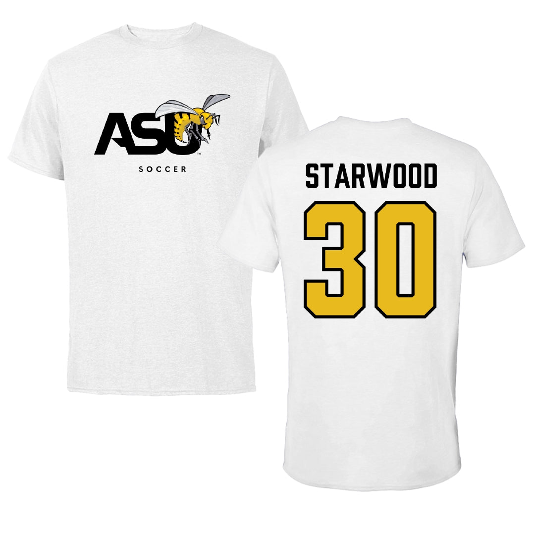 Alabama State University Soccer White ASU Tee - #30 Lauryn Starwood