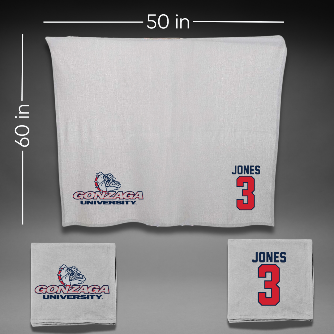 Gonzaga University Soccer Gray Blanket - #3 Kylie Jones