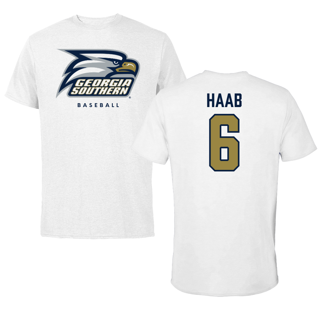 Georgia Southern University Baseball White Tee - #6 Daniel Haab