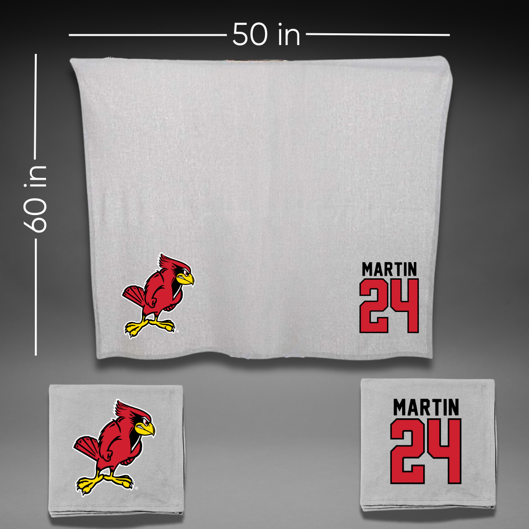 Illinois State University Basketball Gray Blanket - #24 Addison Martin