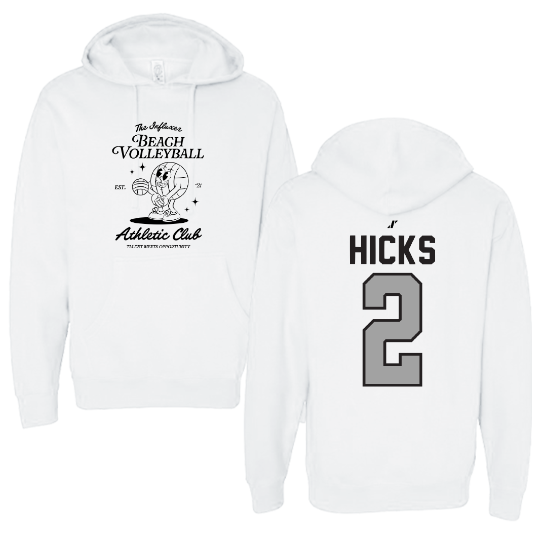 Beach Volleyball White Influxer Athletic Club Hoodie - #2 Makayla Hicks