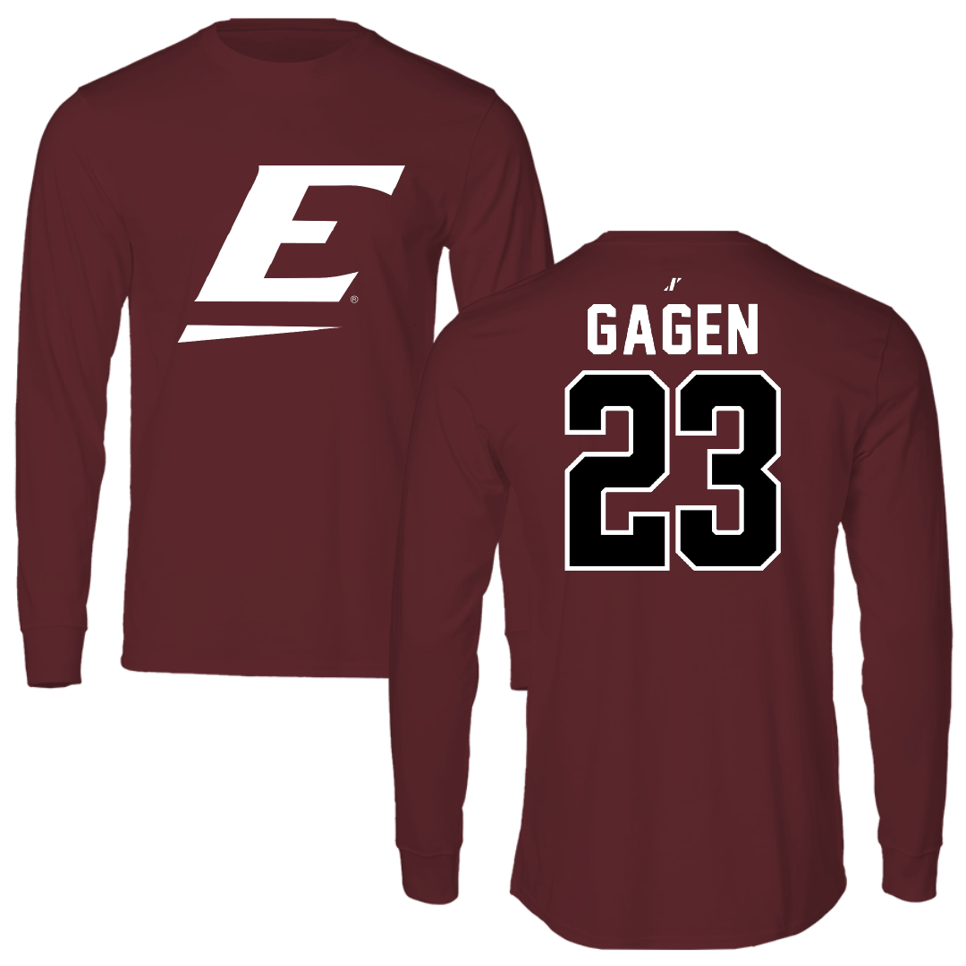 Eastern Kentucky University Baseball Maroon Performance Long Sleeve - #23 Bradley Gagen