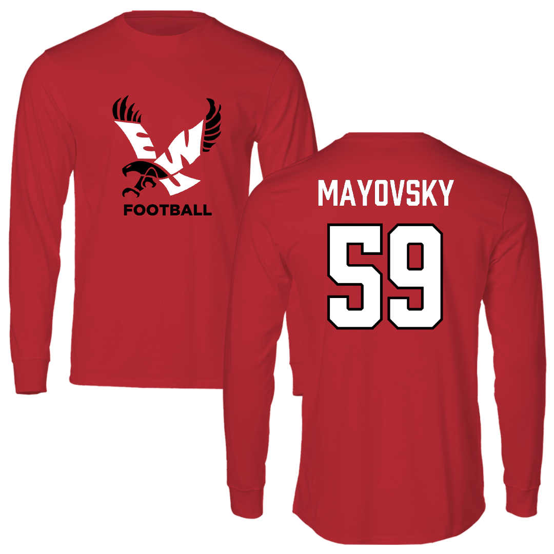 Eastern Washington University Football Red EWU Performance Long Sleeve - #59 Myles Mayovsky
