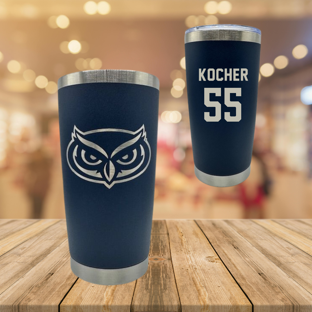 Florida Atlantic University Football Navy Stainless Steel Tumbler - #55 Alexander Kocher