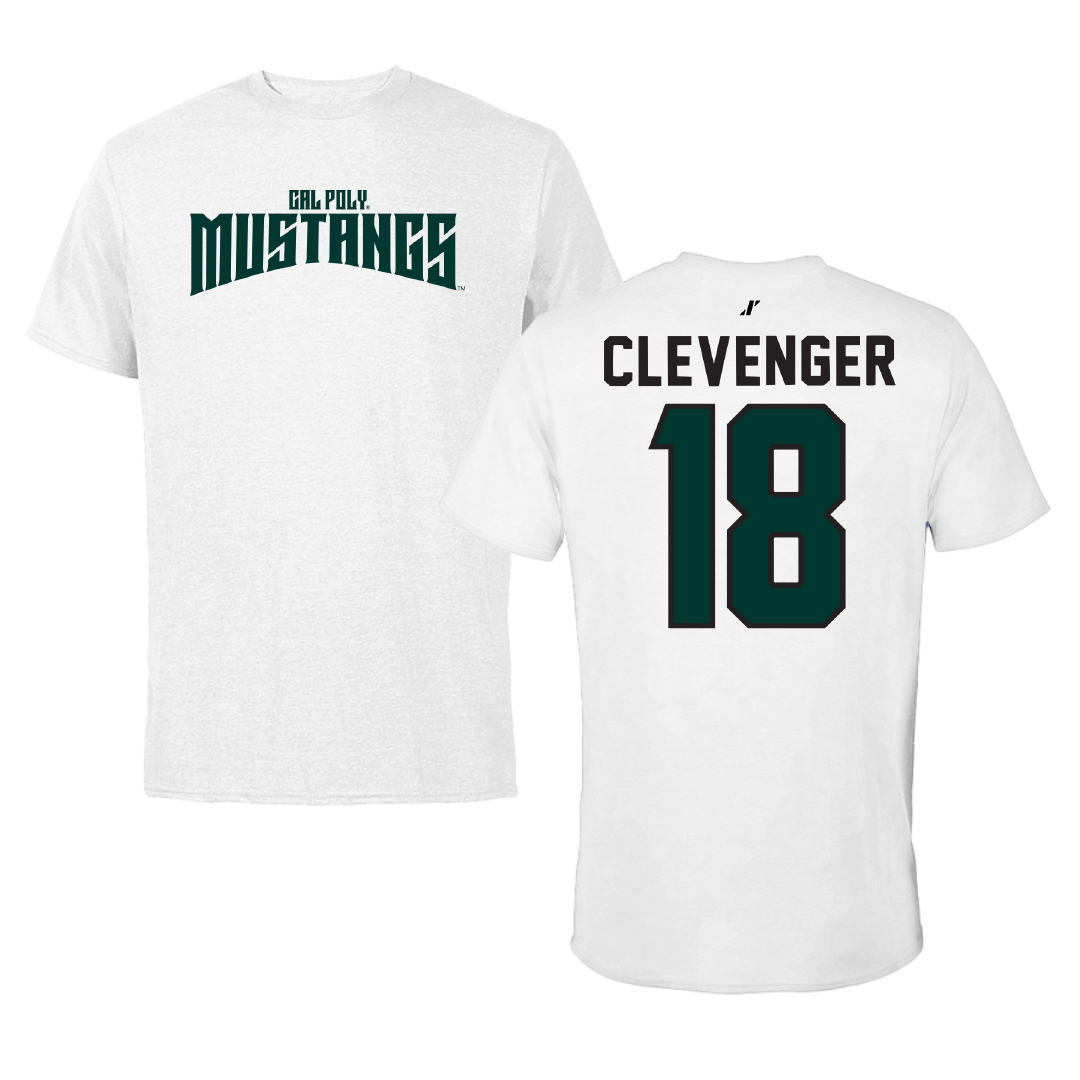 Cal Poly Beach Volleyball White Classic Tee - #18 Katie Clevenger