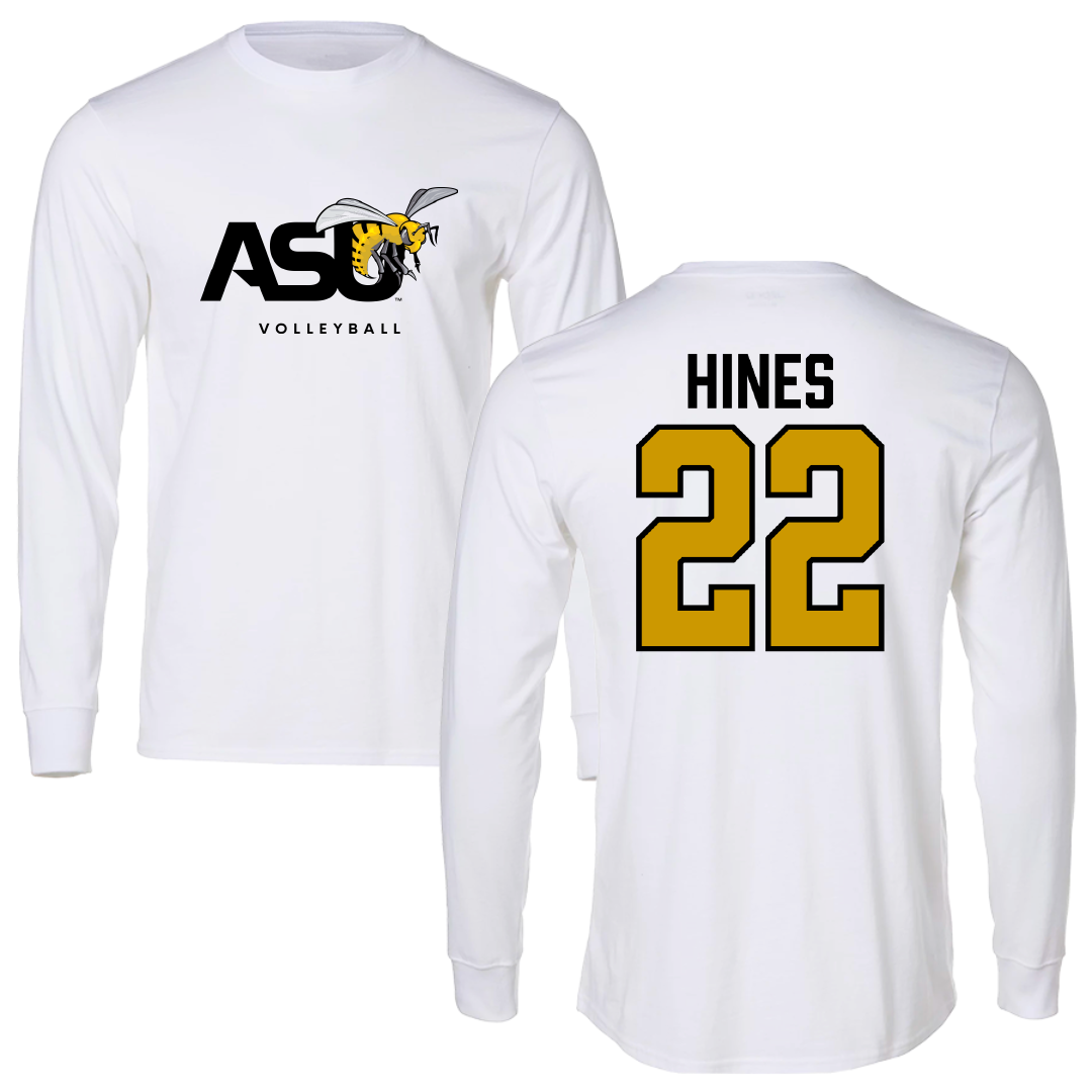 Alabama State University Volleyball White Performance Long Sleeve - #22 Kaylen Hines