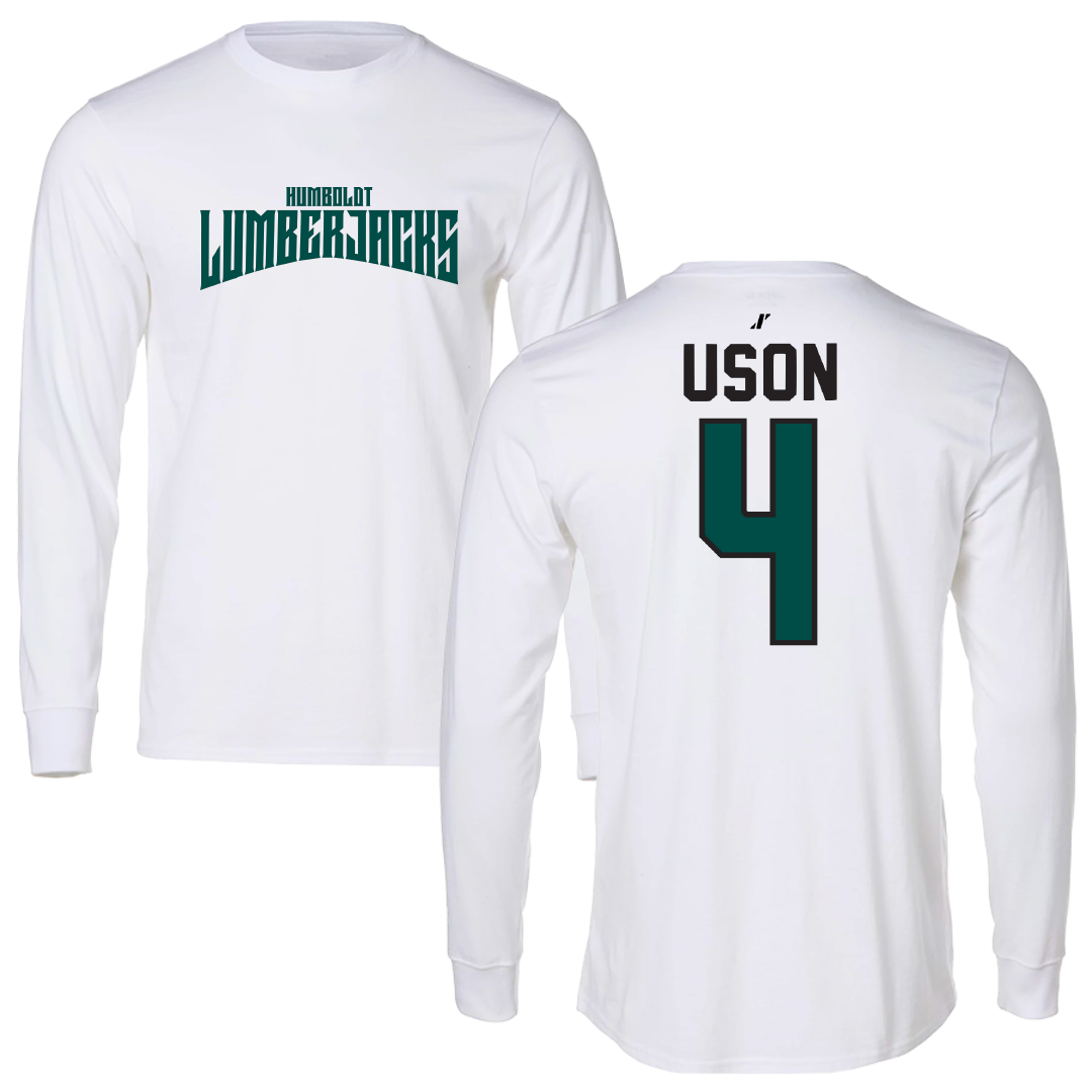 Cal Poly Humboldt Soccer White Classic Long Sleeve - #4 Seth Uson