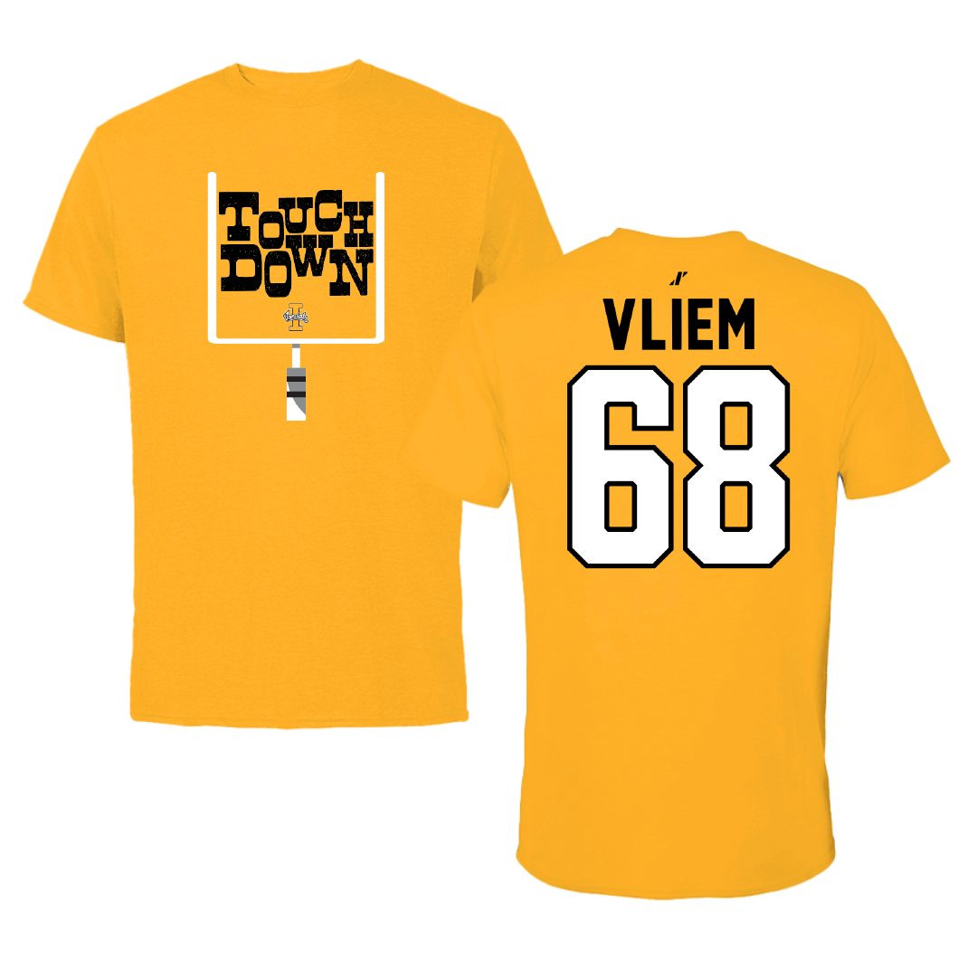 University of Idaho Football Gold Touchdown Performance Tee - #68 Charlie Vliem