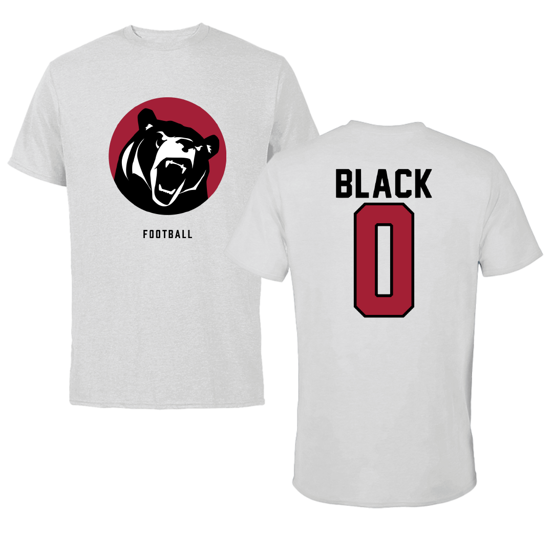 Lenoir-Rhyne University Football Light Gray Tee - #0 Jertavis Black
