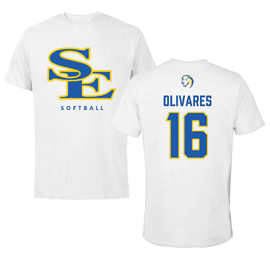 Southeastern Oklahoma State University Softball White Tee - #16 Iliana Olivares