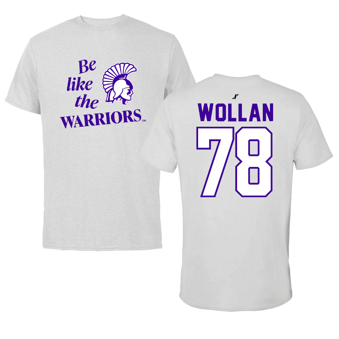 Winona State University Football Light Gray Be Like Us Tee - #78 Garit Wollan