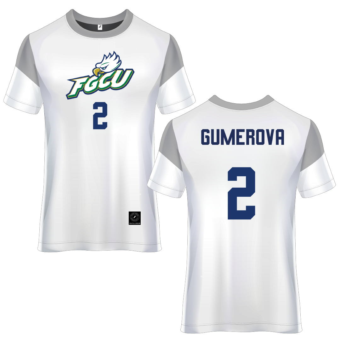 Florida Gulf Coast University White Soccer Jersey - #2 Amelia Gumerova