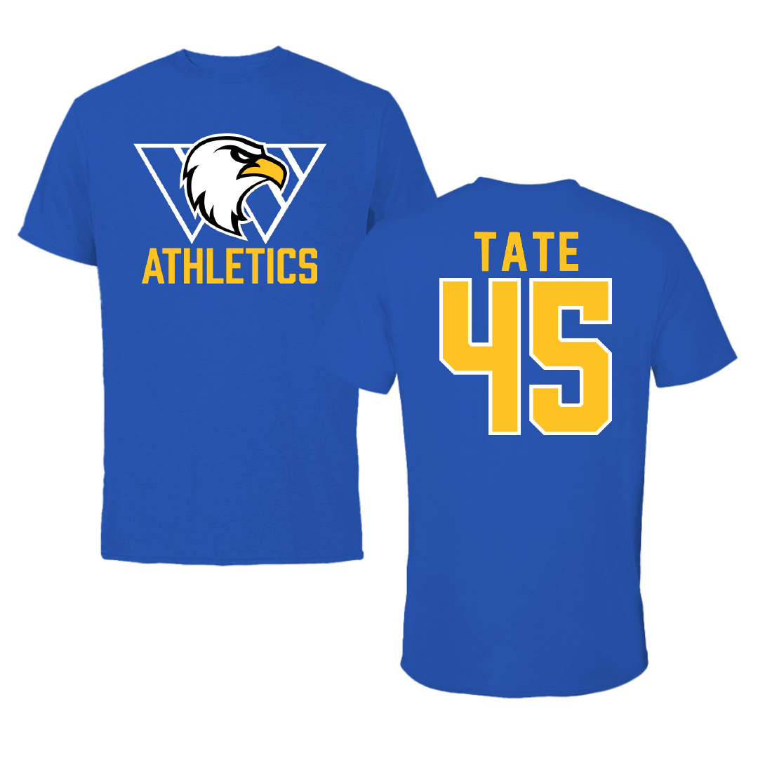 Williams Baptist University Baseball Blue Tee - #45 Robbie Tate