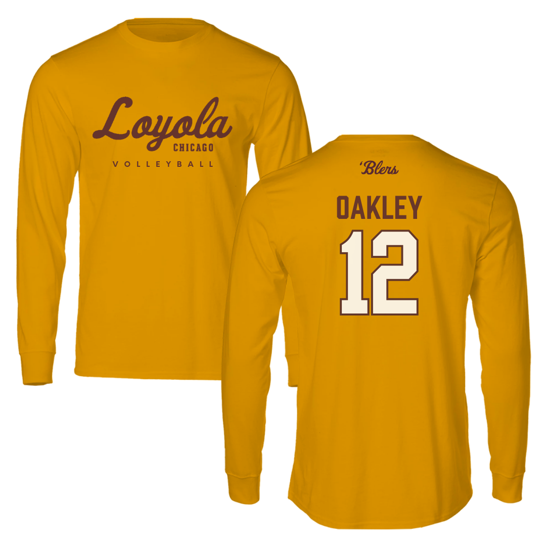 Loyola University-Chicago Volleyball Gold Performance Long Sleeve - #12 Matt Oakley