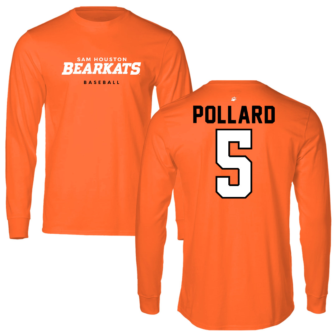 Sam Houston State University Baseball Orange Performance Long Sleeve - #5 Hudson Pollard
