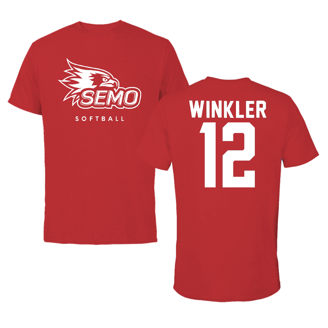 Southeast Missouri State University Softball Red Tee - #12 Madison Winkler