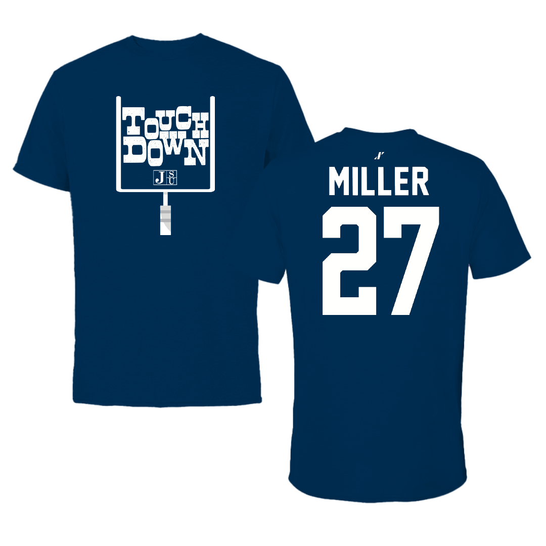 Jackson State University Football Navy Touchdown Tee - #27 Ahmad Miller