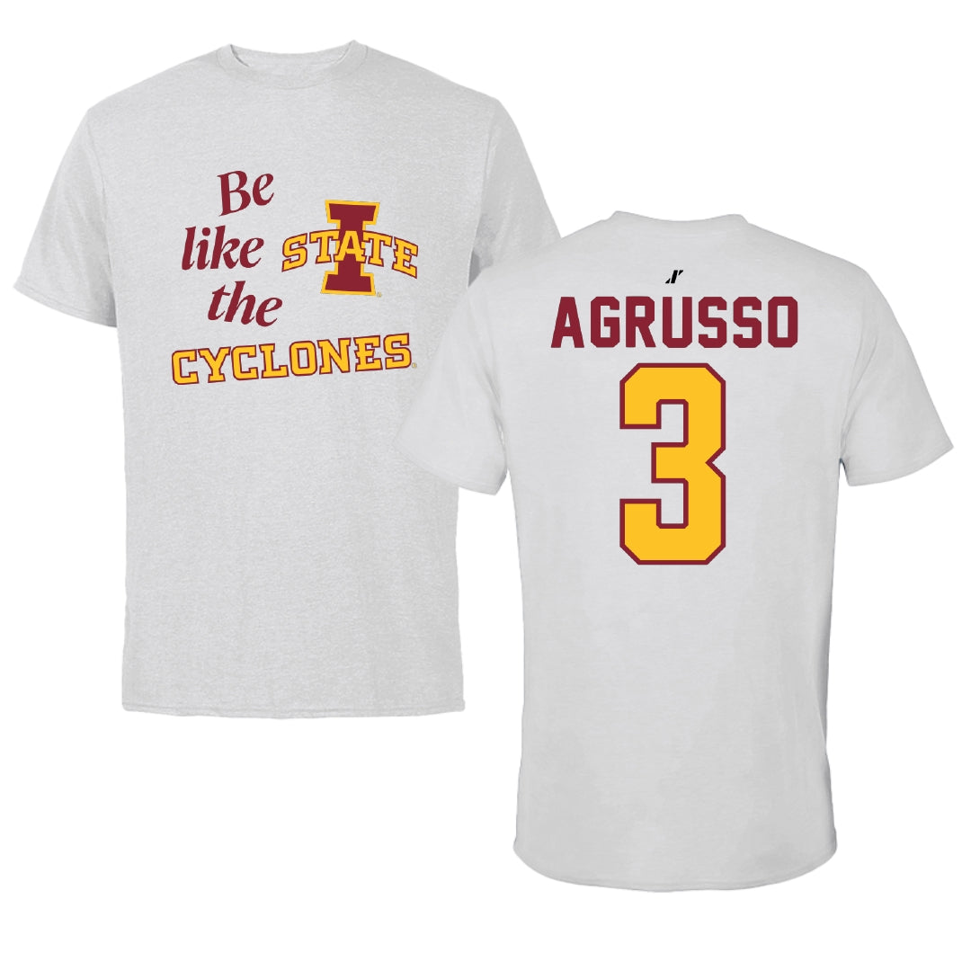 Iowa State University Soccer Light Gray Be Like Us Performance Tee - #3 Isabella Agrusso