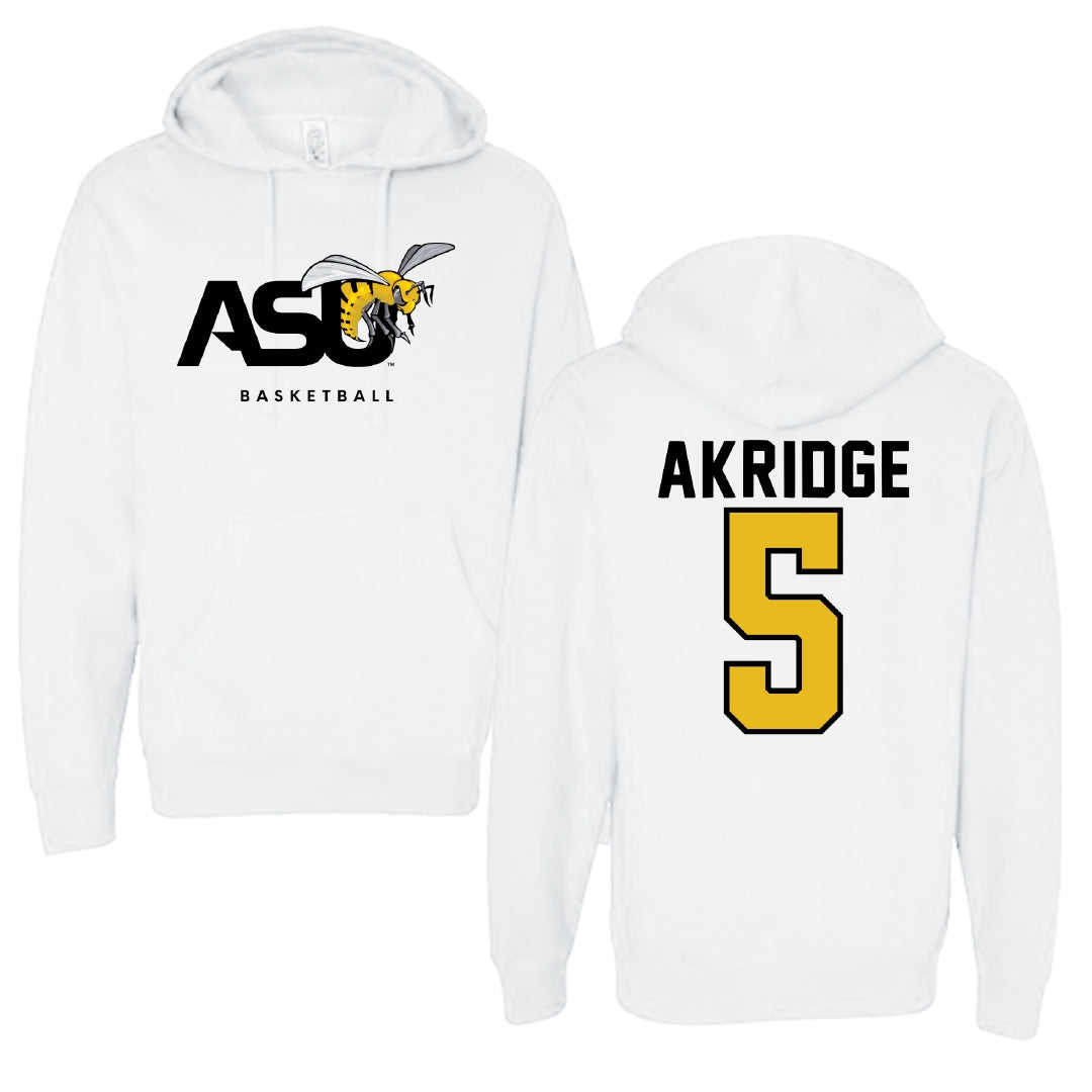 Alabama State University Basketball White ASU Hoodie - #5 Solangelei Akridge