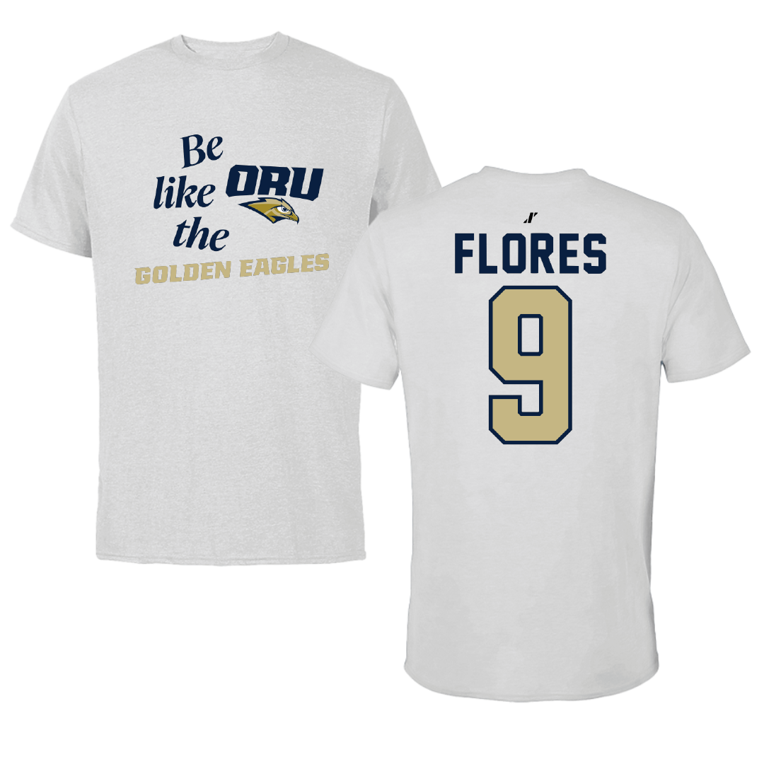 Oral Roberts University Soccer Light Gray Be Like Us Performance Tee - #9 Luis Flores