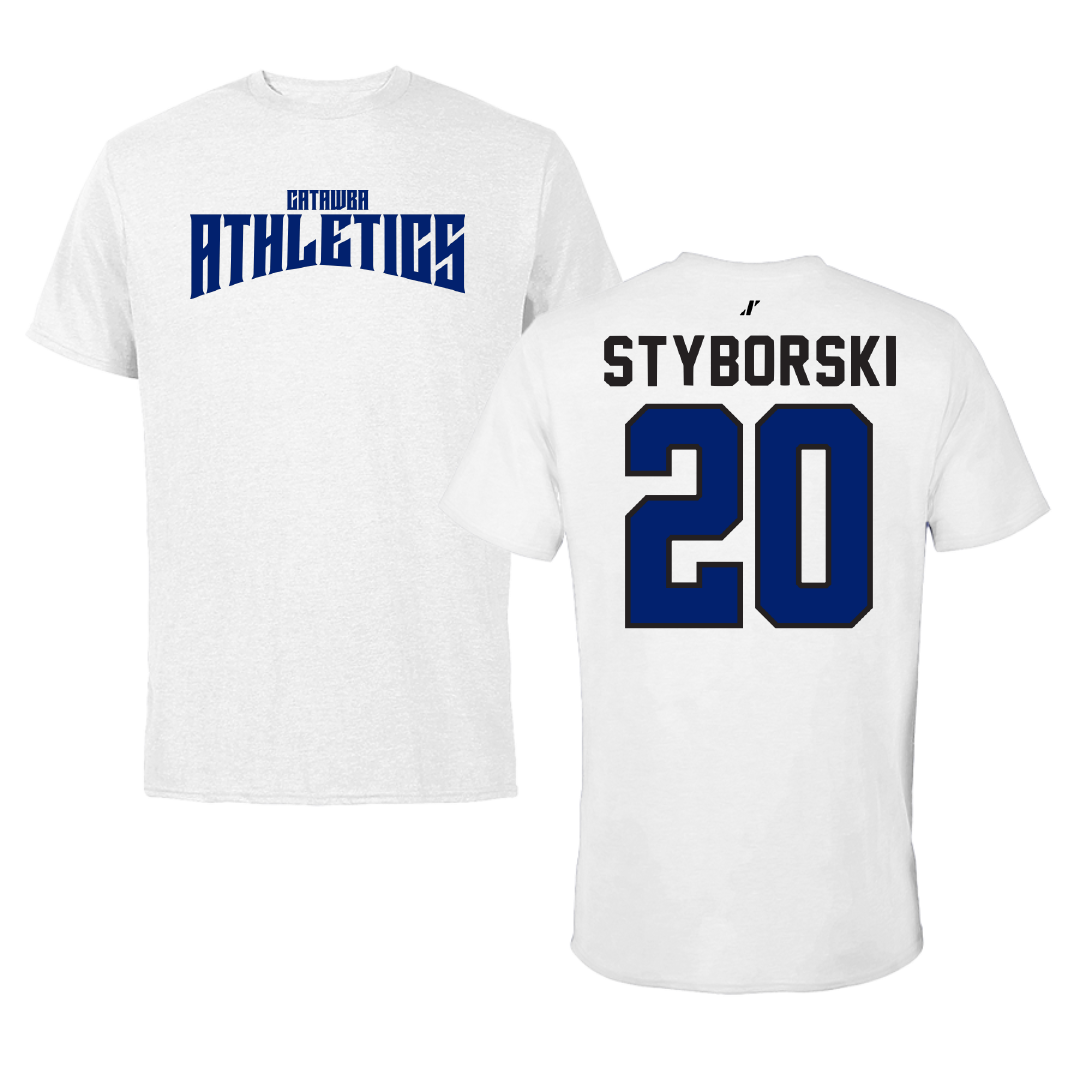 Catawba College Baseball White Classic Performance Tee - #20 Parker Styborski