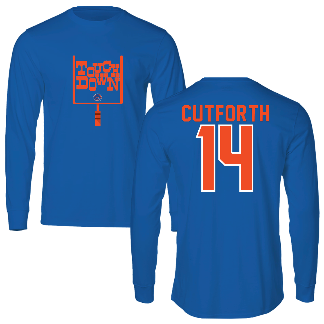 Boise State University Football Blue Touchdown Long Sleeve - #14 Max Cutforth