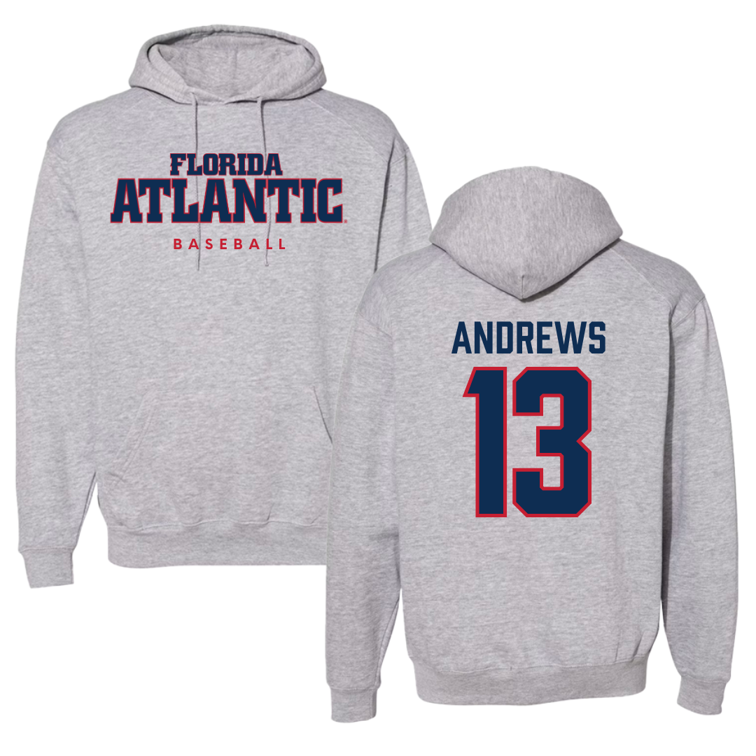 Florida Atlantic University Baseball Gray Hoodie - #13 Steven Andrews