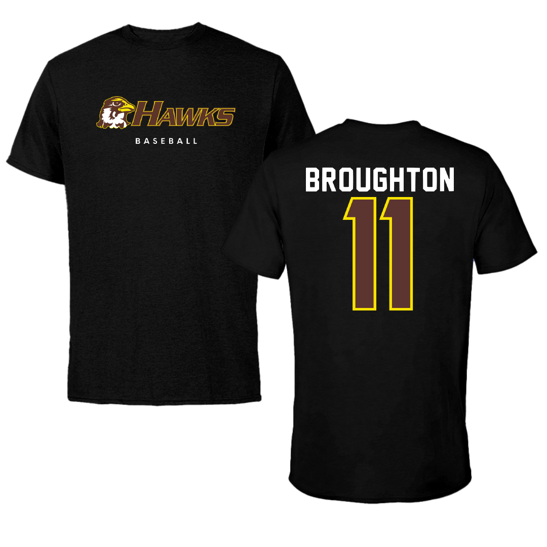 Quincy University Baseball Black Tee - #11 David Broughton