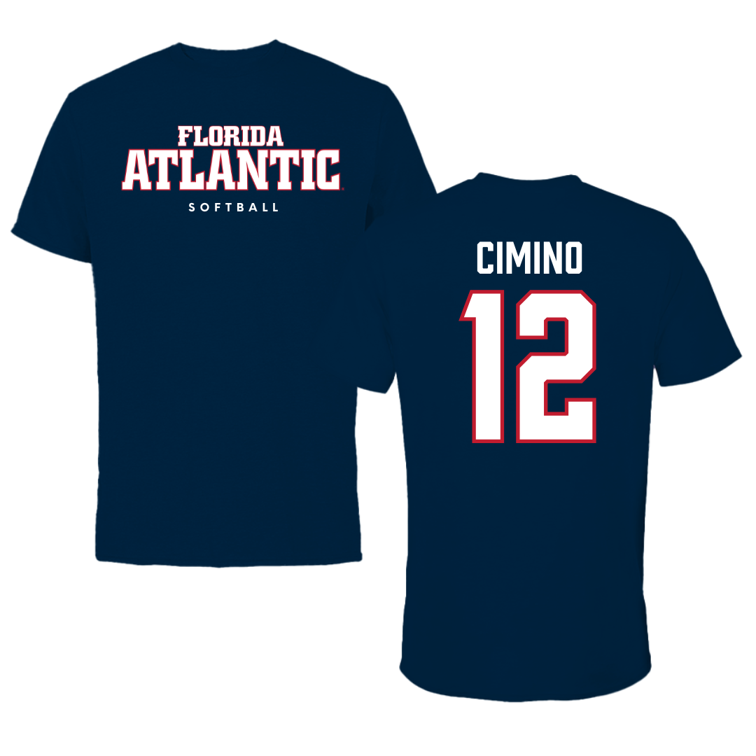Florida Atlantic University Softball Navy Block Performance Tee - #12 Izabella Cimino