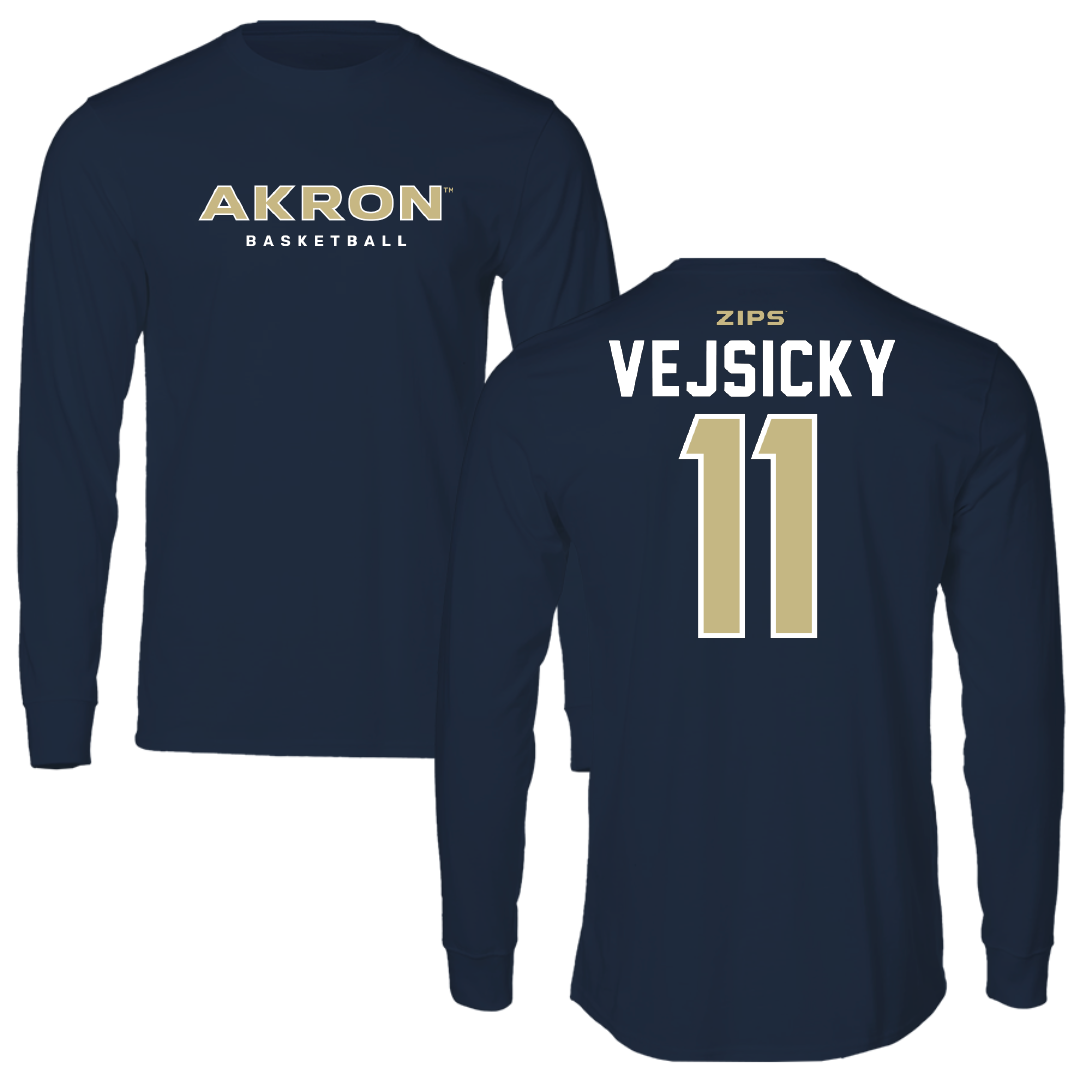 University of Akron Basketball Navy Performance Long Sleeve - #11 Maddie Vejsicky