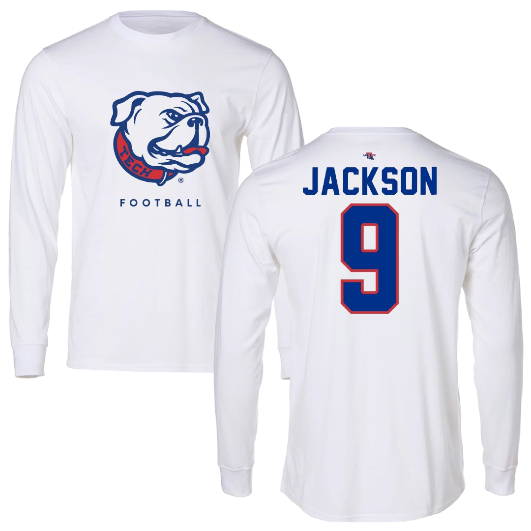 Louisiana Tech University Football White Long Sleeve - #9 Marlion Jackson