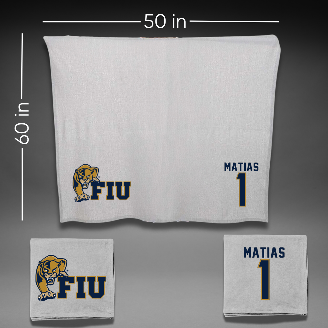 Florida International University Volleyball Gray Blanket - #1 Emily Matias