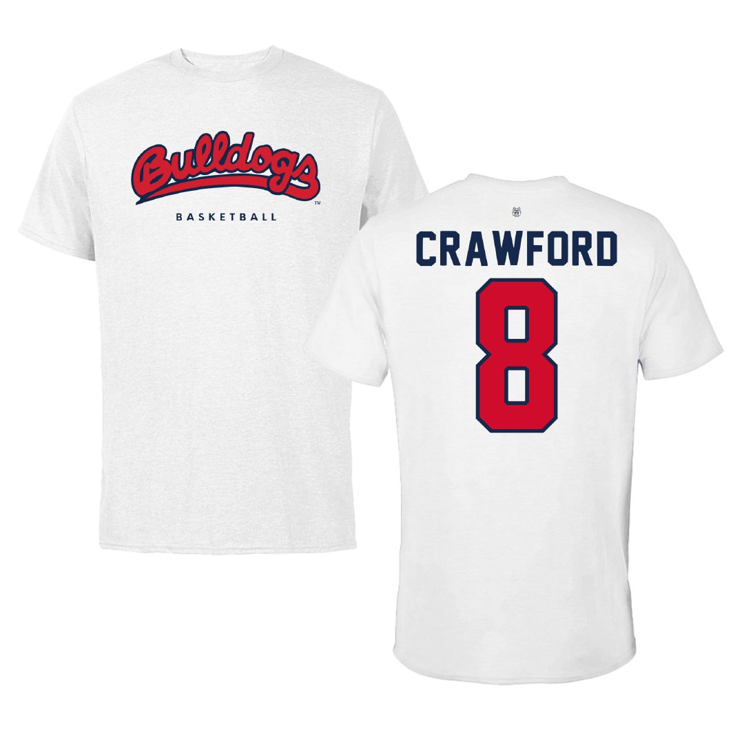 Fresno State University Basketball White Performance Tee - #8 Alex Crawford