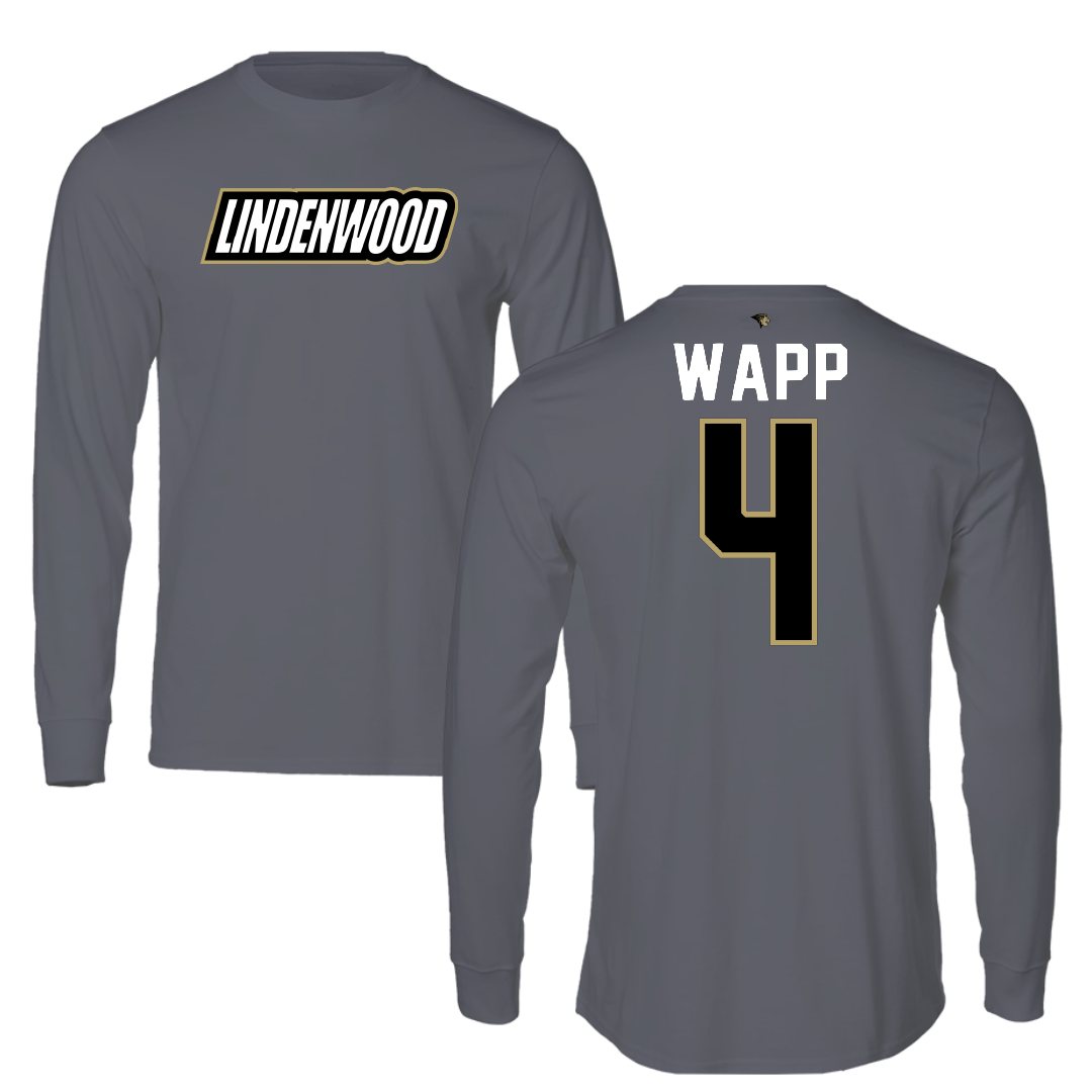 Lindenwood University Softball Dark Gray Performance Long Sleeve - #4 Avery Wapp