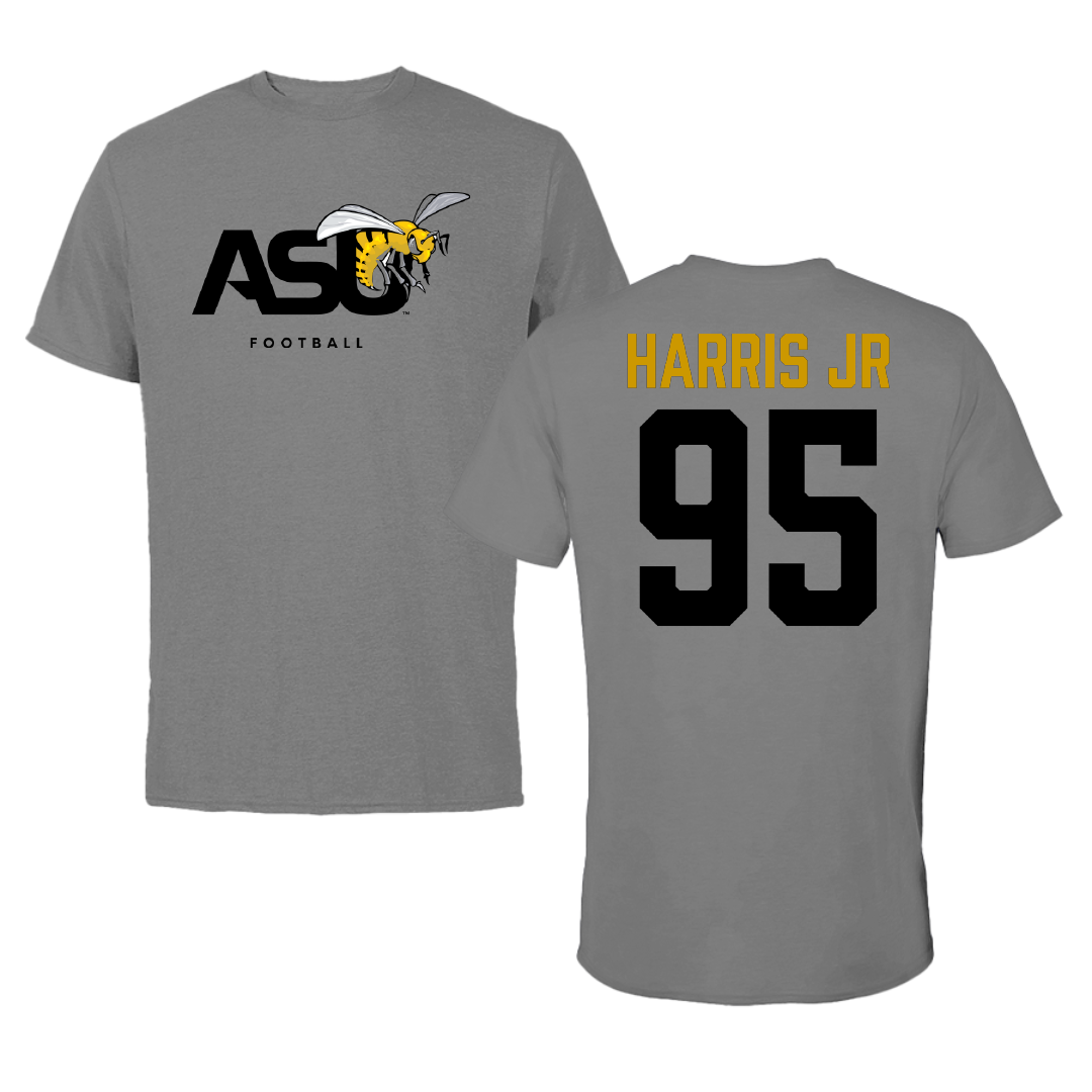 Alabama State University Football Dark Gray Tee - #95 Cornell Harris Jr