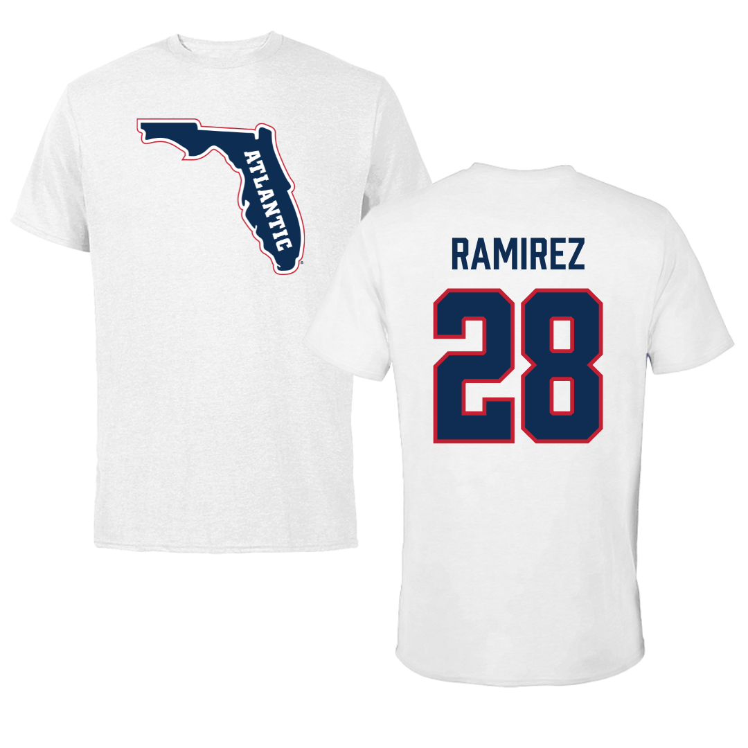 Florida Atlantic University Soccer White Tee - #28 Jianna Ramirez