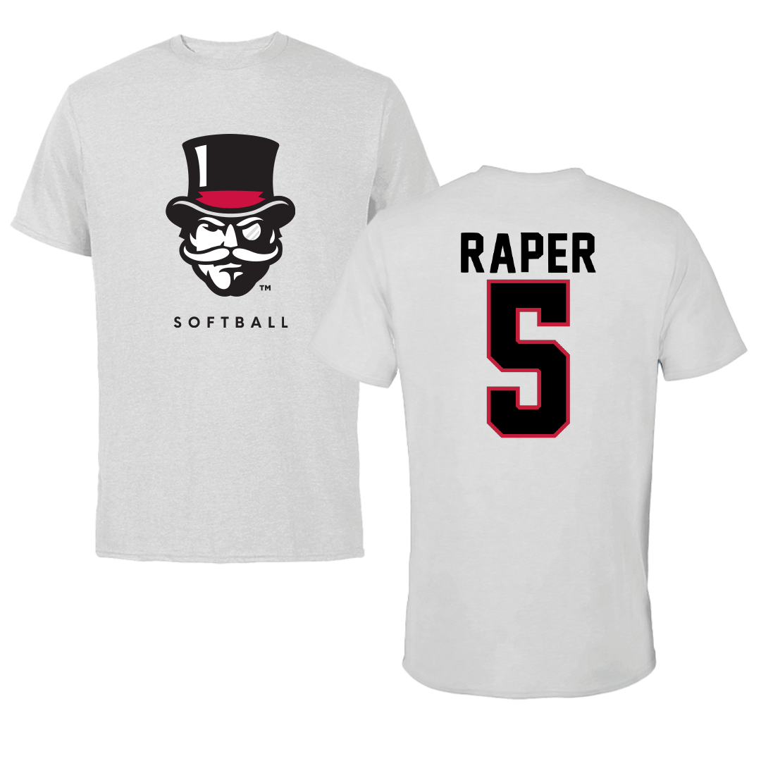 Austin Peay State University Softball Gray Mascot Tee - #5 Katie Raper