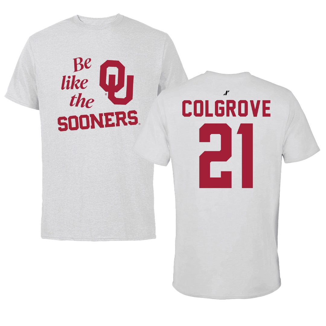 University of Oklahoma Football Light Gray Be Like Us Performance Tee - #21 Braylon Colgrove